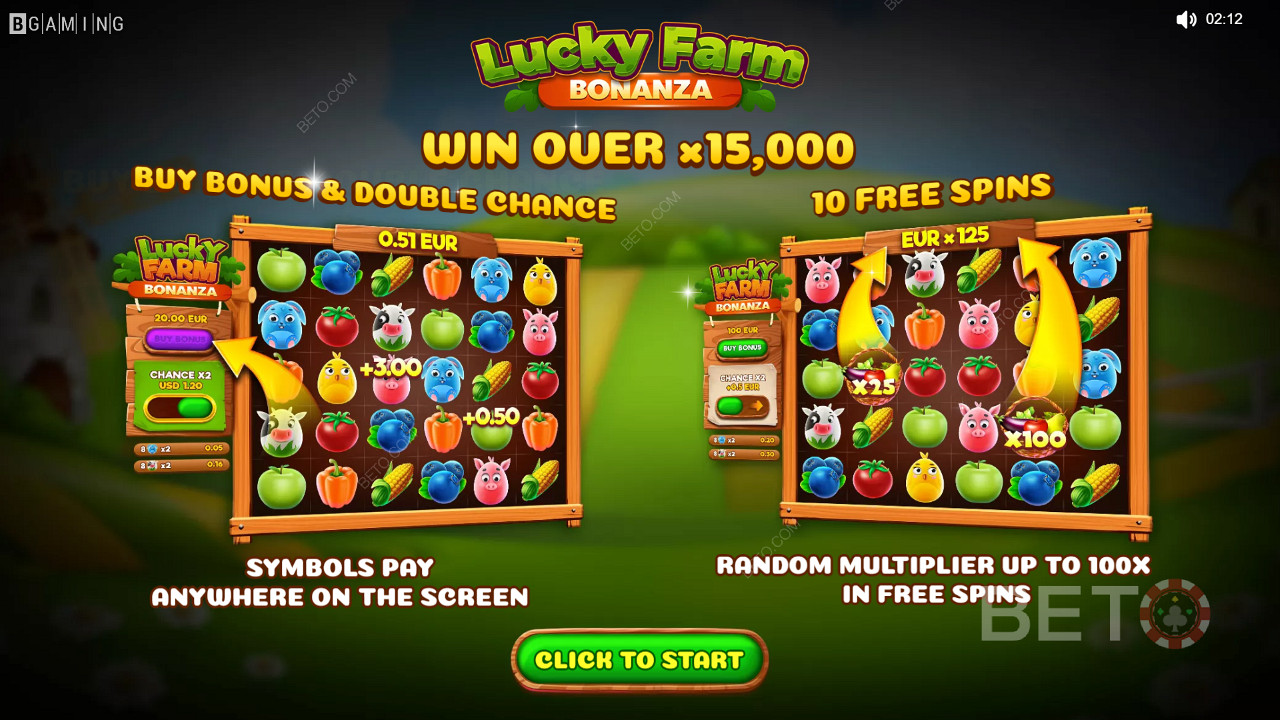 Ciesz się mnożnikami, podwójną szansą i darmowymi spinami w grze kasynowej Lucky Farm Bonanza