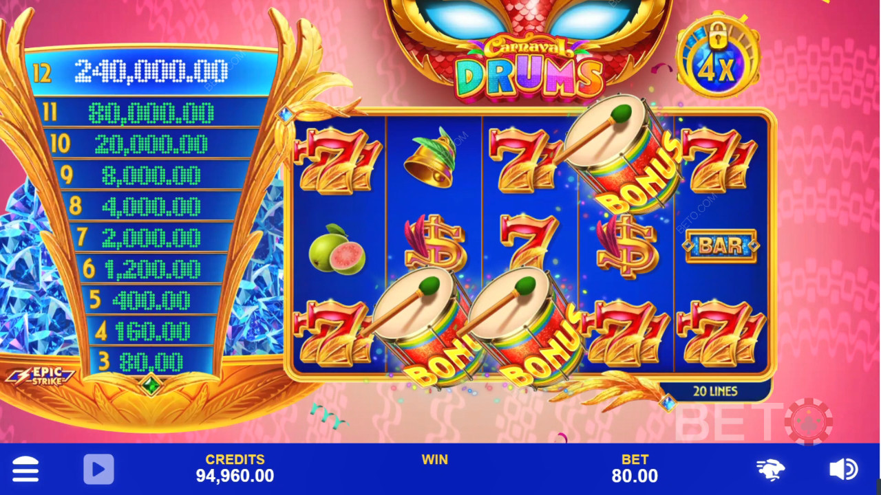 Recenzja Carnaval Drums od BETO Slots