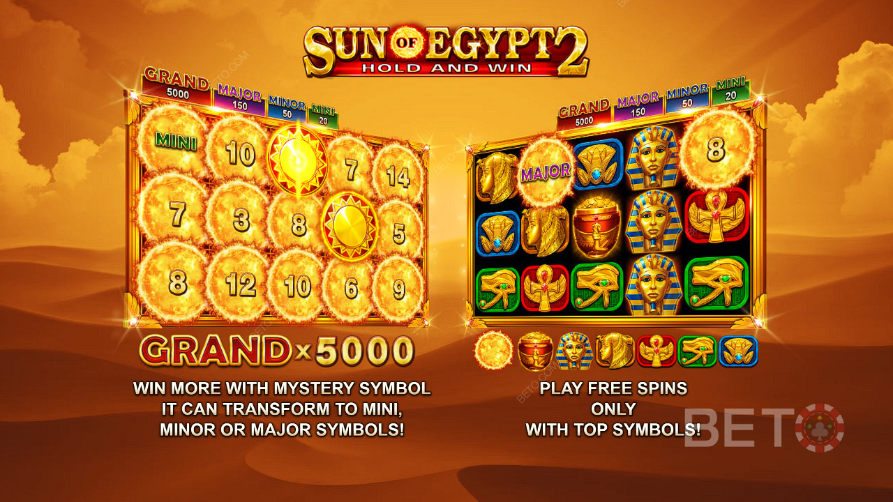 Ciesz się jackpotami o wartości do 5000x zakładu i darmowymi spinami w automacie Sun of Egypt 2