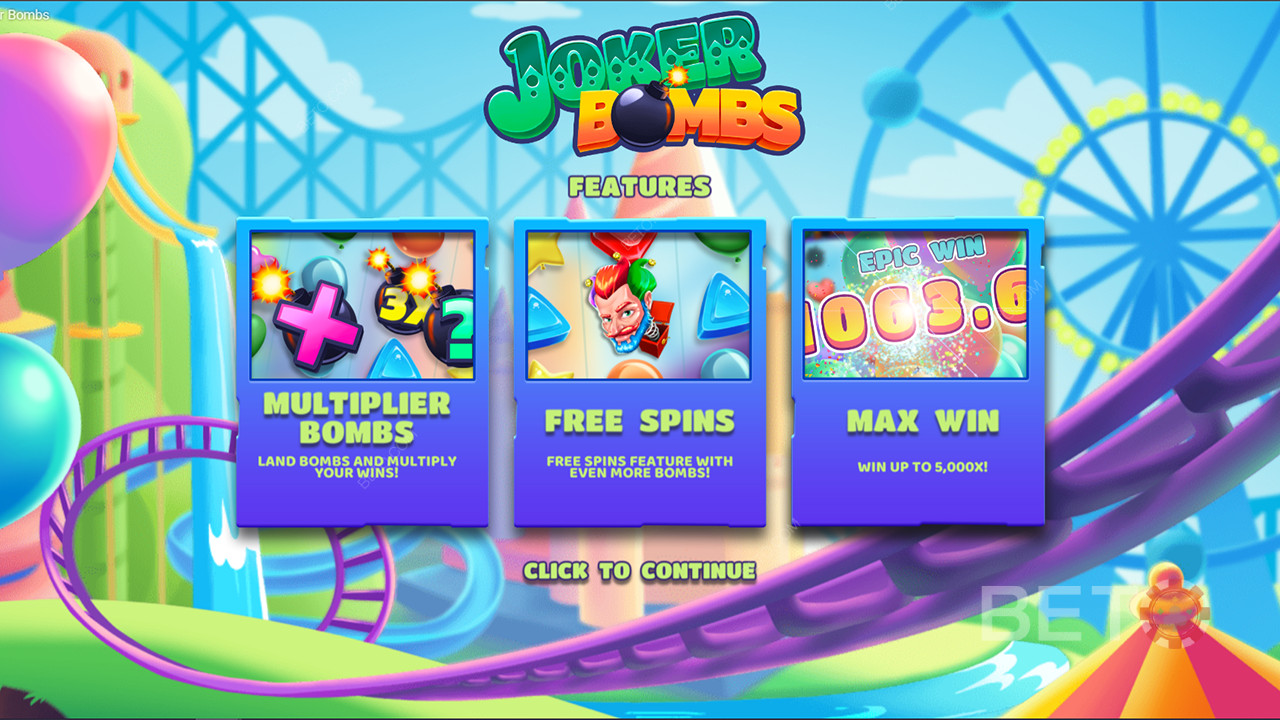 Ciesz się multiplikatorami, darmowymi spinami i nie tylko w automacie Joker Bombs.