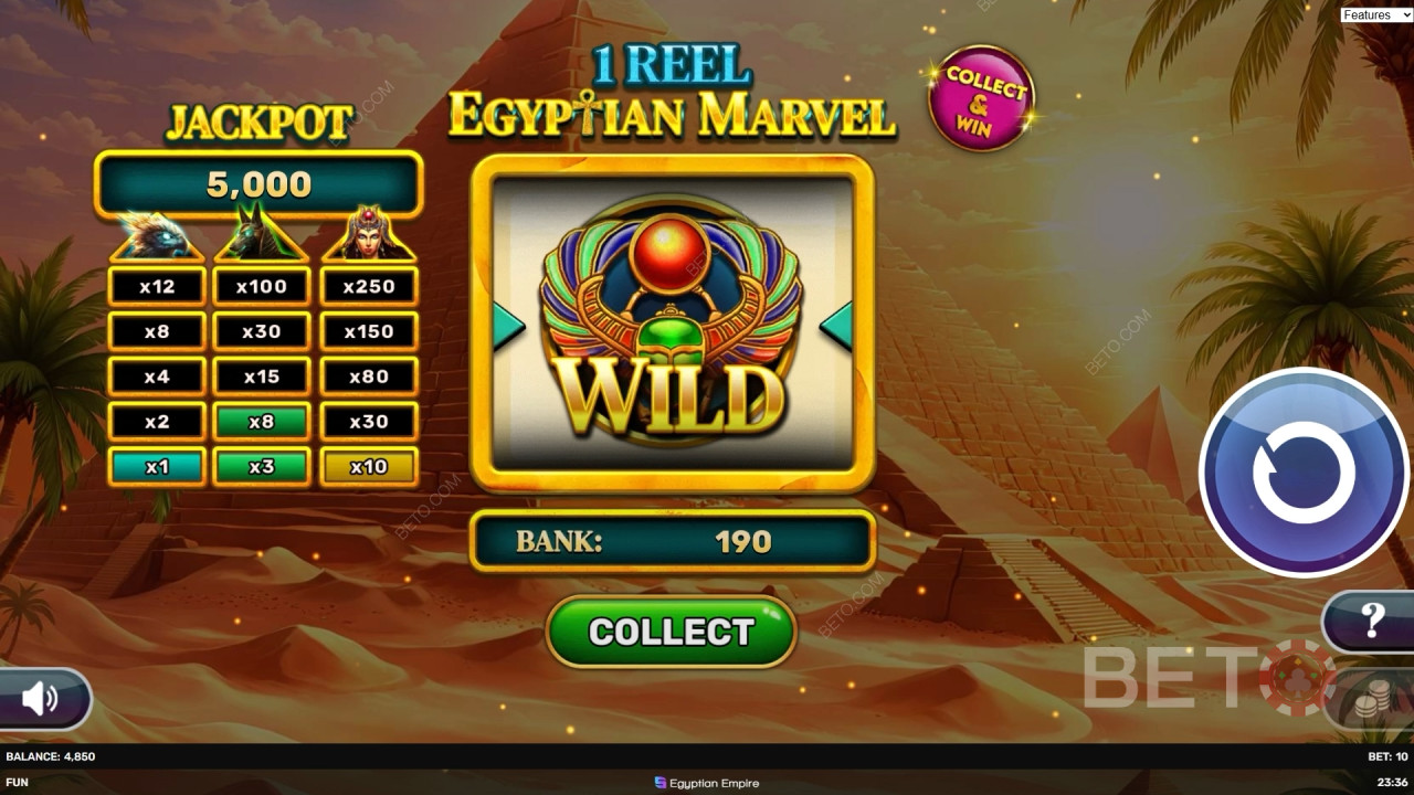 Funkcje bonusowe wyjaśnione w 1 bębnie - Egyptian Marvel by Spinomenal