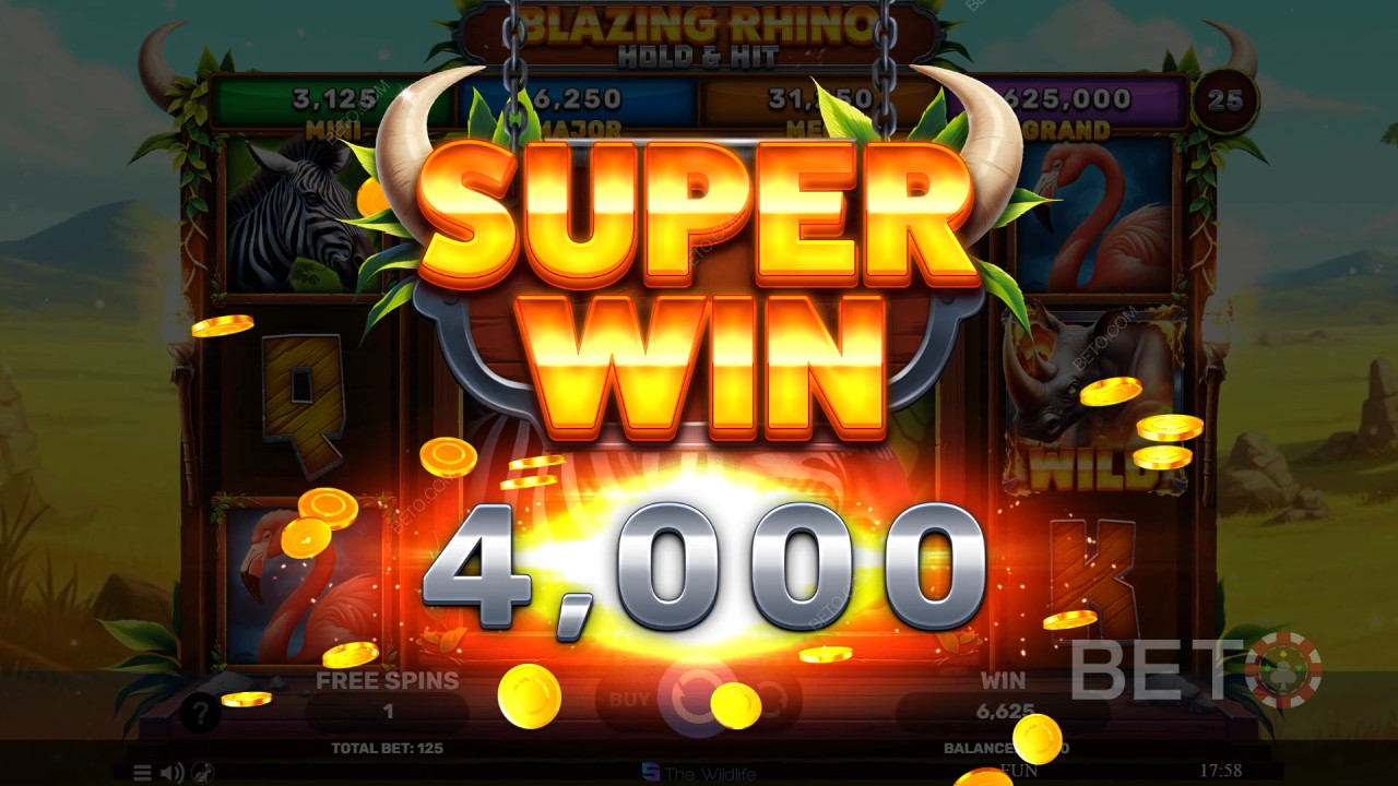 Funkcje bonusowe wyjaśnione w Blazing Rhino Hold & Hit przez Spinomenal
