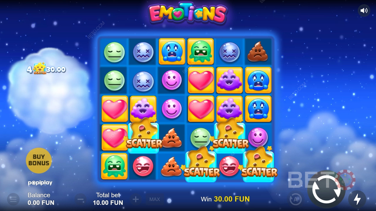 Funkcje bonusowe wyjaśnione w Emotions by Popiplay