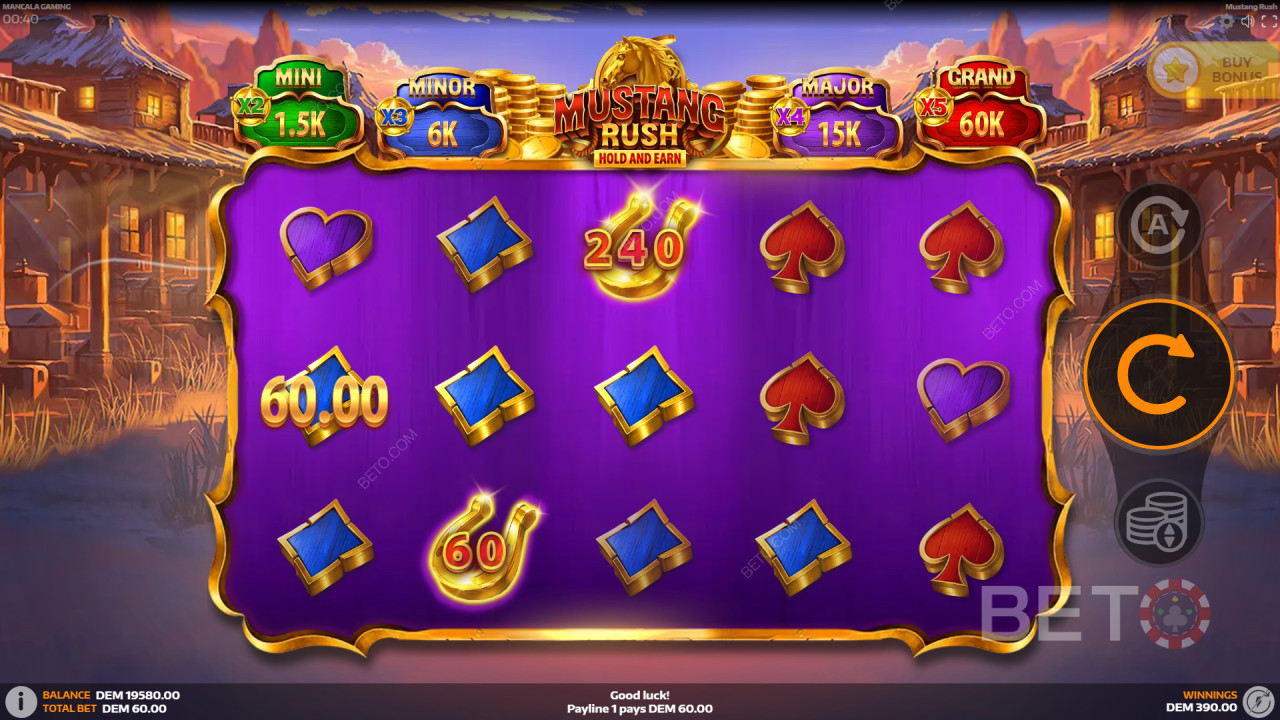 Funkcje bonusowe wyjaśnione w Mustang Rush by Mancala Gaming