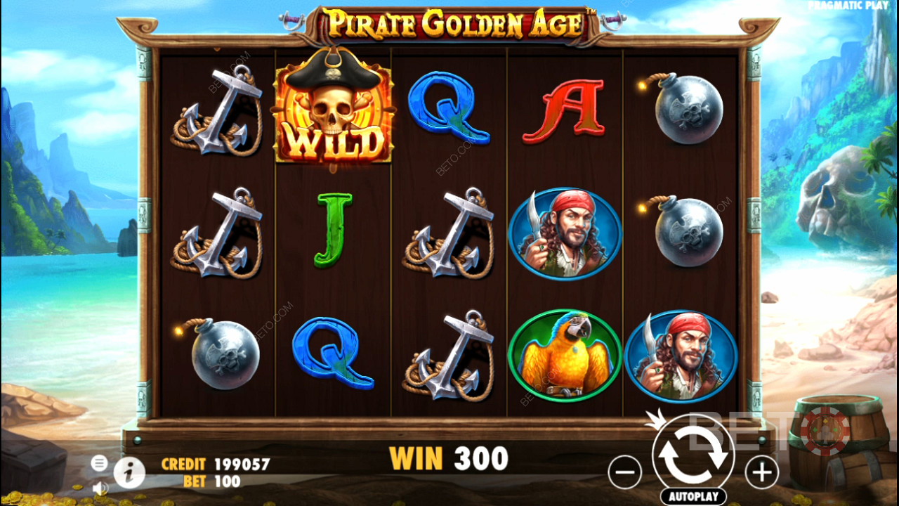 Nawet zwykłe symbole płatne mogą zapewnić duże wypłaty w slocie Pirate Golden Age