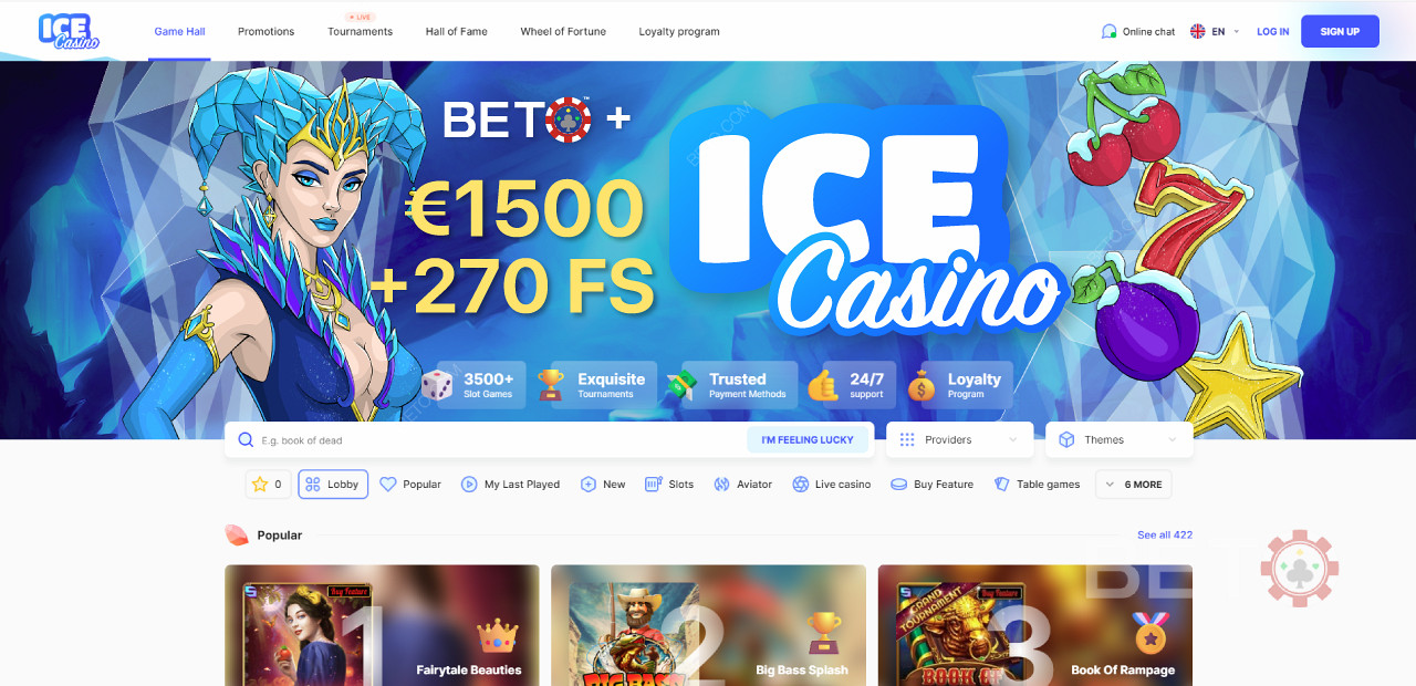 Nawigacja na stronie ICE Casino i interfejs jest przyjazny dla użytkownika