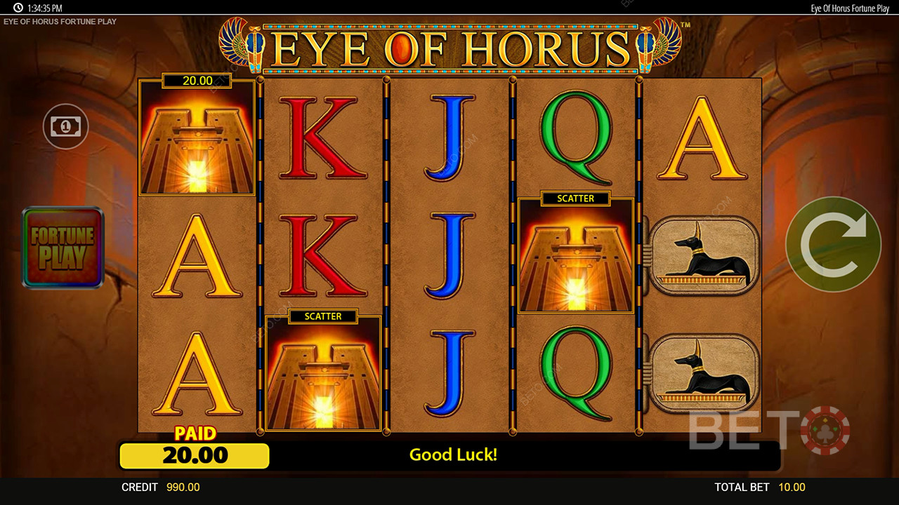 Werdykt dla automatu online Eye of Horus Fortune Play
