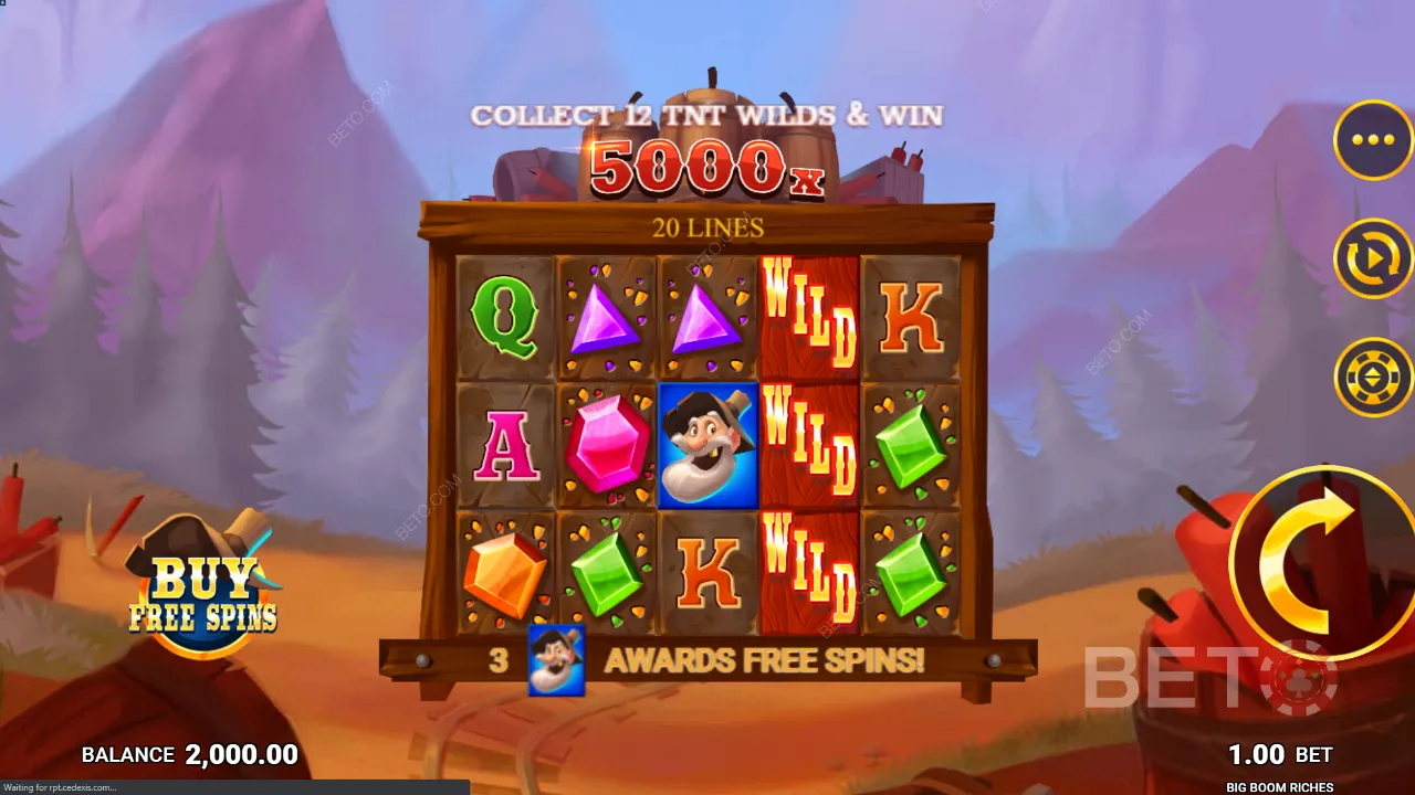 Przykładowy gameplay z Big Boom Riches pokazujący wyraziste animacje.